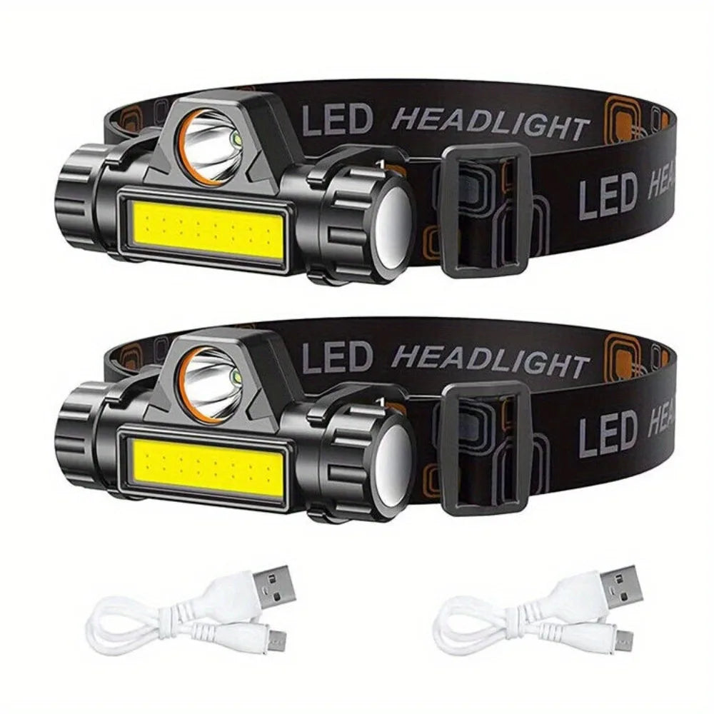 2X USB Rechargeable LED Headband Light