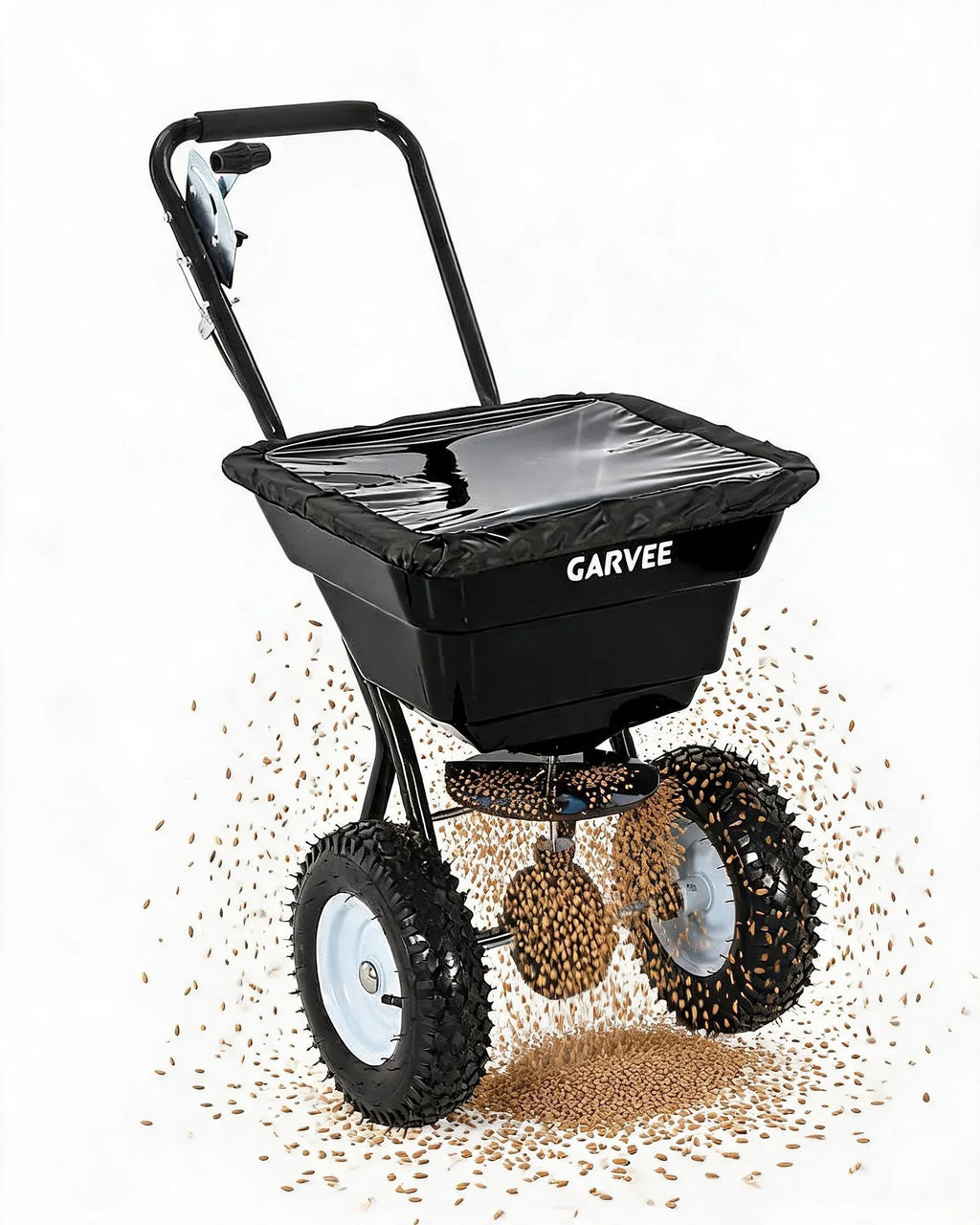 Garvee Heavy Duty 80LB Lawn Spreader, Walk Behind Broadcast Spreader With 12FT Coverage, 13in Wheels For Seed Fertilizer Salt