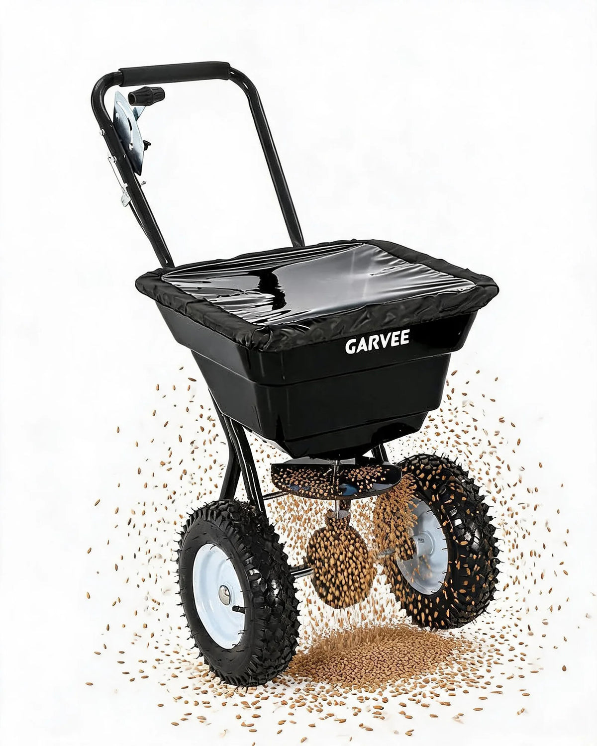 Garvee Heavy Duty 80LB Lawn Spreader, Walk Behind Broadcast Spreader With 12FT Coverage, 13in Wheels For Seed Fertilizer Salt