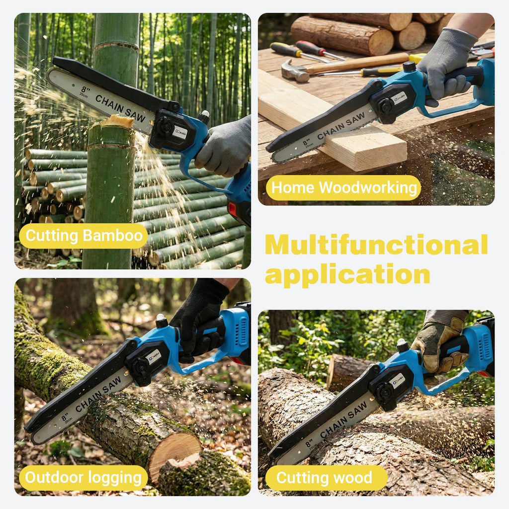 Cordless Pole Saw & Mini Chainsaw, 6" & 8" Electric Tree Trimmer with Extension Pole, Handheld Chain Saw for Branch Cutting