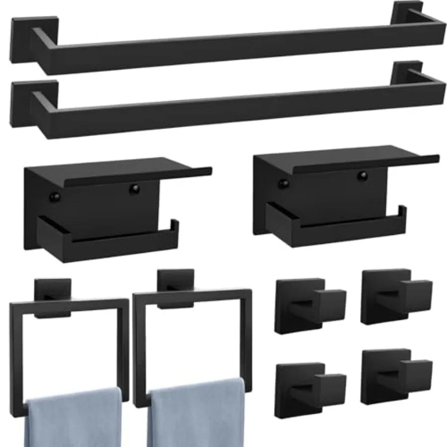 5-Piece Bathroom Hardware Set Brushed Gold Towel Bar Set, Stainless Steel Towel Holder Set for Bathroom, Wall-Mounted Towel Rack