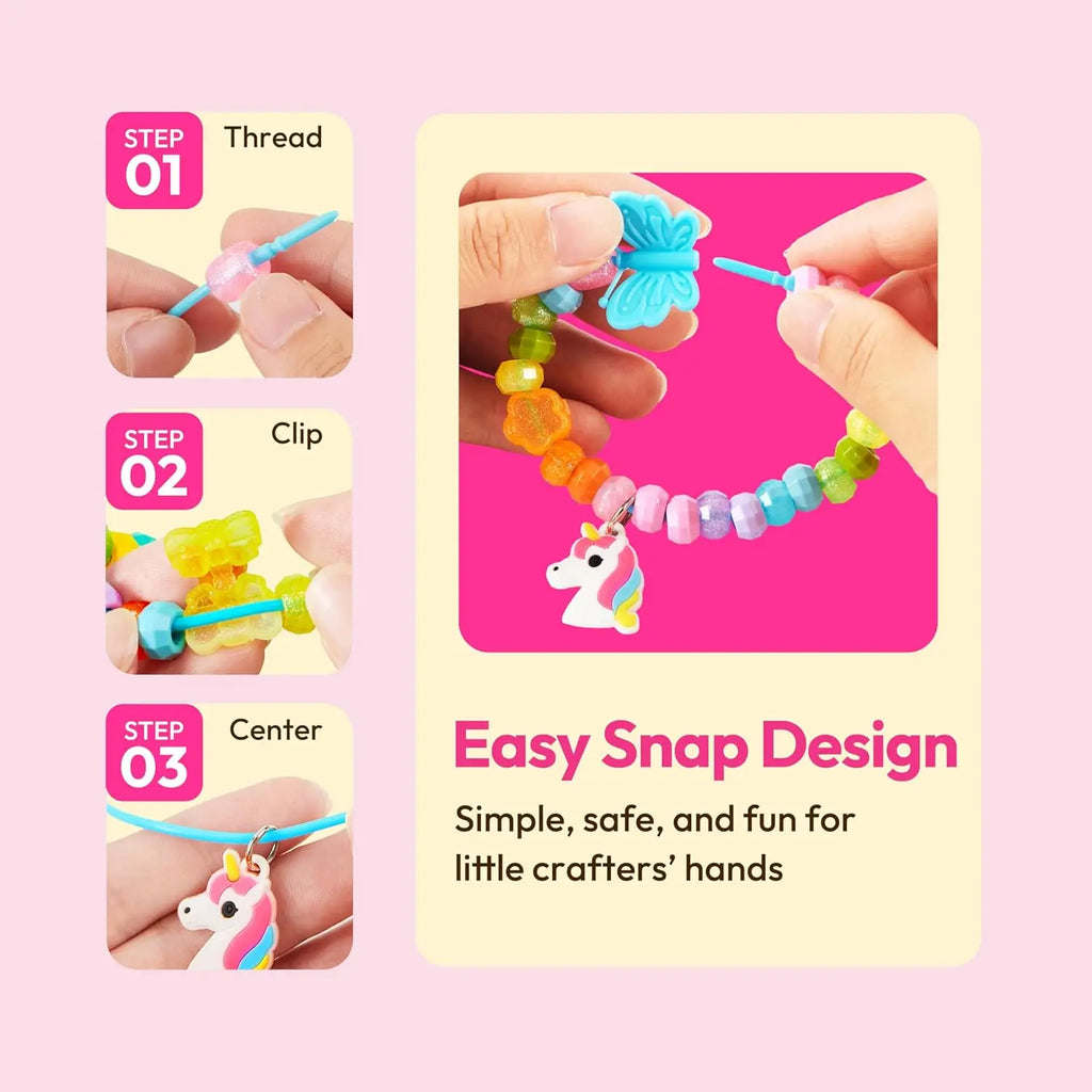 JOYFY Kids Jewelry Making Kit, Bracelet Making Kit with 350+ Colorful Beads, Flower-Shaped Case for Girls Ages 3+, Crafts Gifts