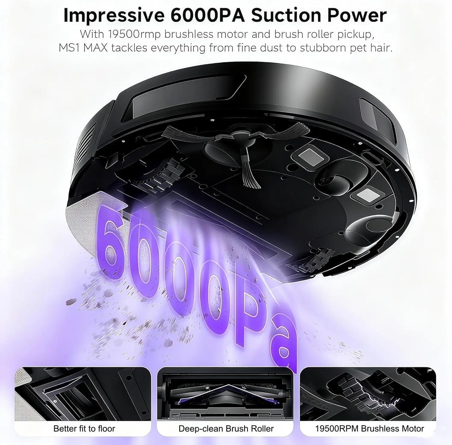MONSGA Home Robot Vacuum and Mop Combo, 6000Pa Self-Emptying Robot Vacuum with LiDAR Navigation, 180mins Runtime, App/Voice Control