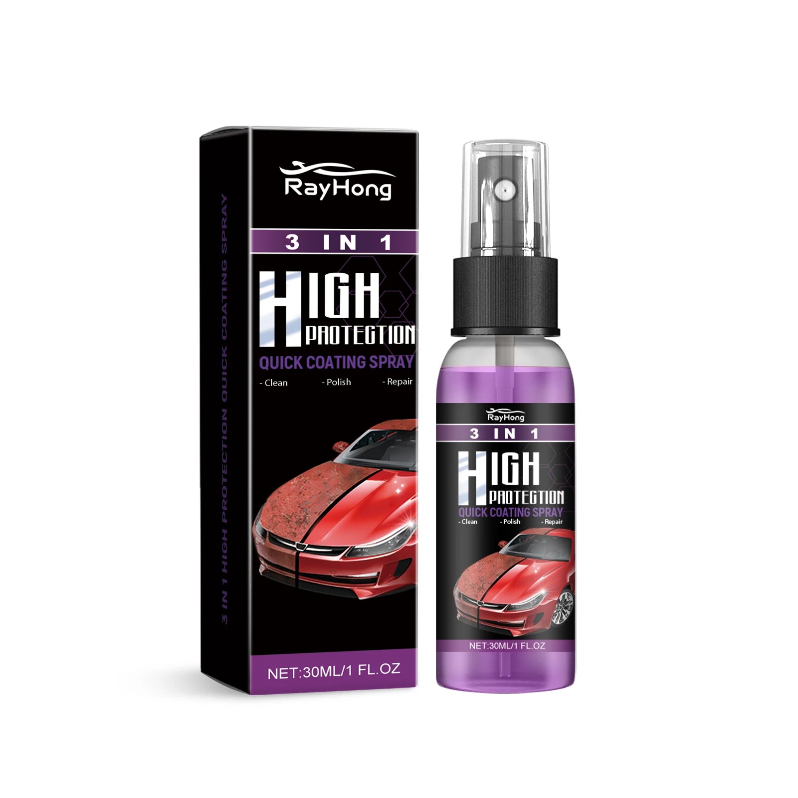 3 In 1 High Protection Fast Car Paint Spray, Diy Paint Change Color Cleaning Coating Spray