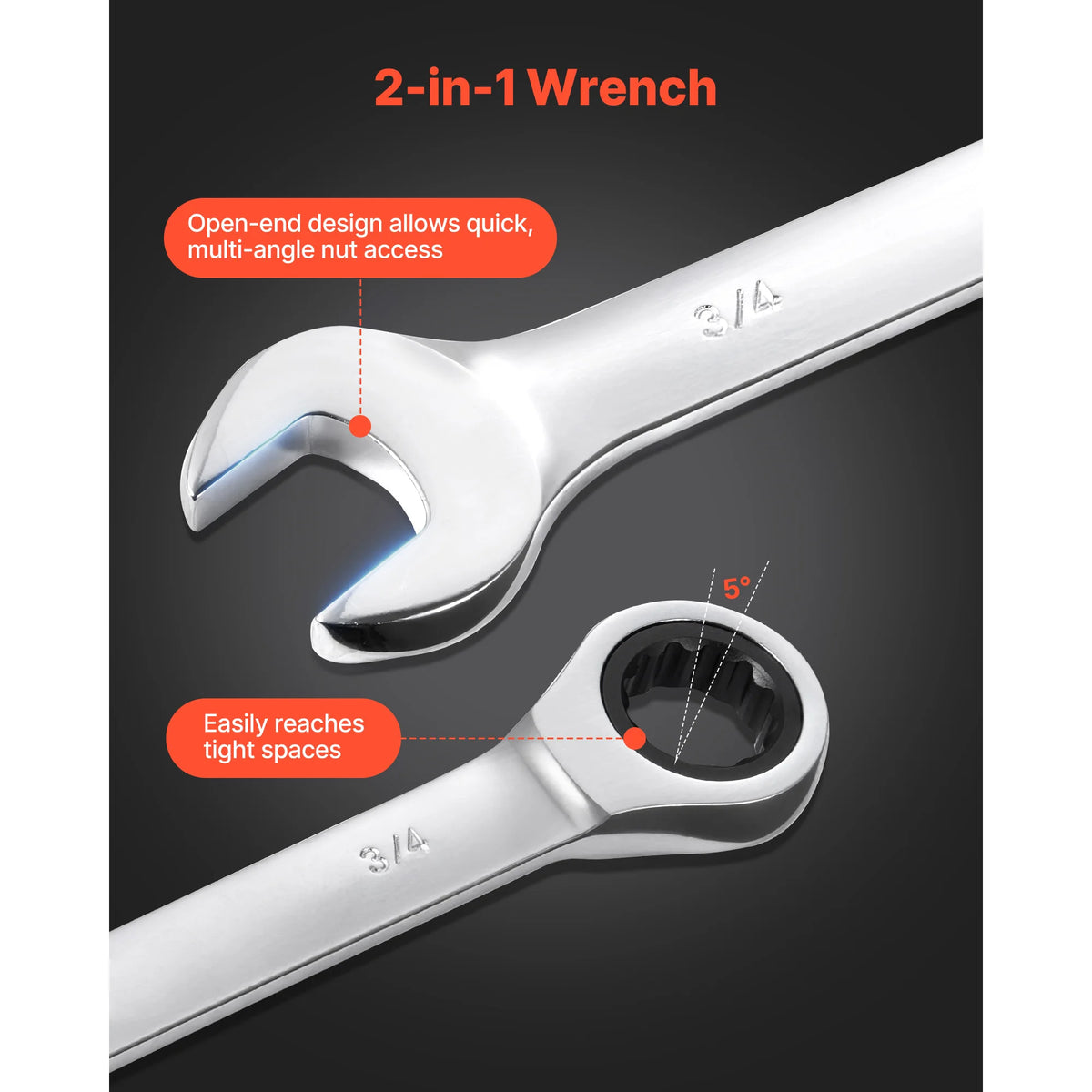 SucceBuy Combination Wrench Set Steel Ratcheting Wrench Set with Rack Organizer Size Labels for Household Automotive Repairs