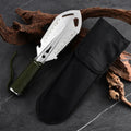 Survival Shovel, Stainless Steel Multi-Tool Camping Spade with Pickaxe & Saw, Portable Tactical EDC Gear for Hiking
