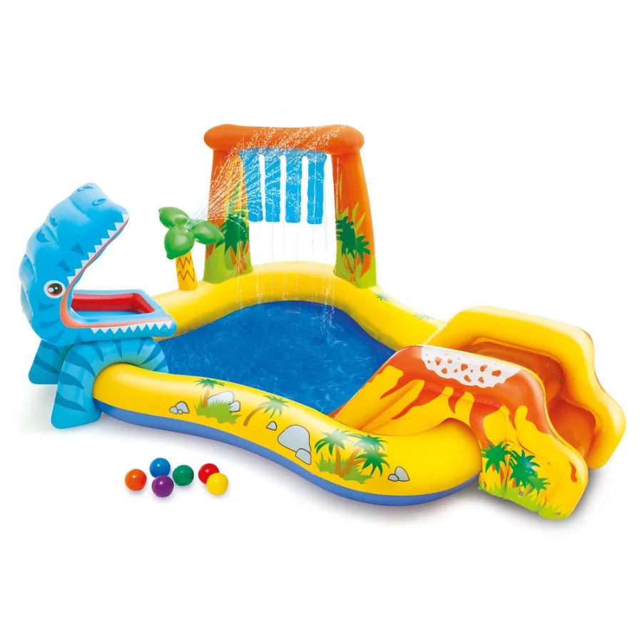 Intex Inflatable Dinosaur Play Center Outdoor Water Park Pool w Slide