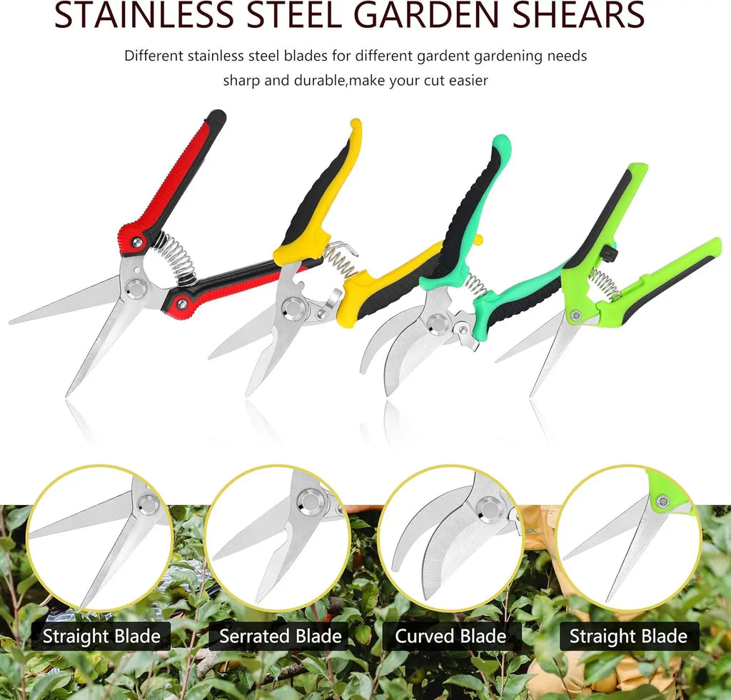 TOPBOOC 5Pcs Garden Pruning Shears Set, Labor-saving for Trimming Branches with Gloves & Storage Bag