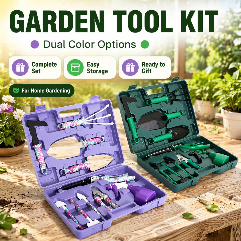 5/10 Pcs Gardening Tools Set with Carrying Case and Floral Print Ergonomic Handle Trowel Rake Weeder Pruner Shears Sprayer Gifts