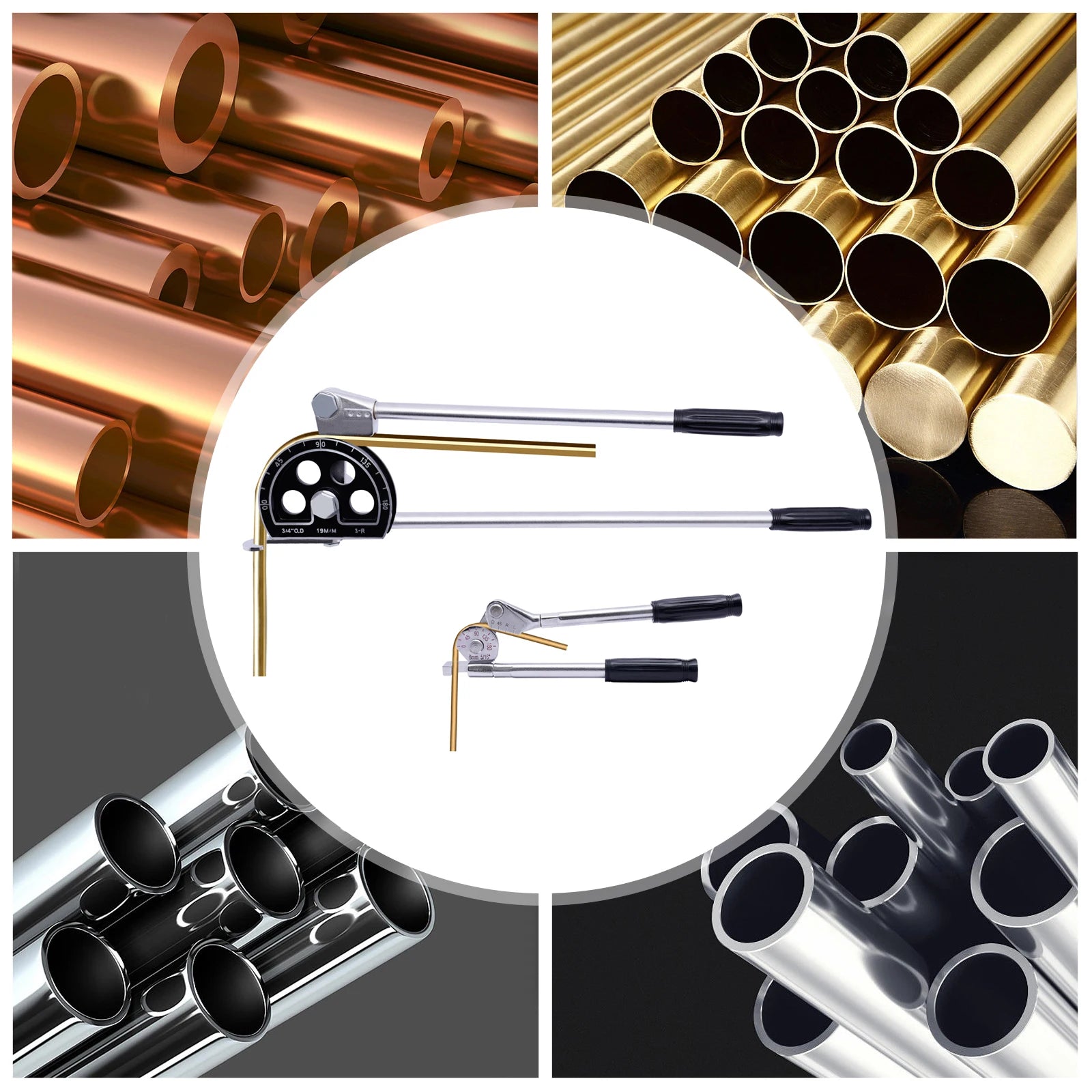 Siver 3/4'' Manual Tube Pipe Bender 180° Plumbing Tools For Steel Copper And Aluminum Used In Many Fields