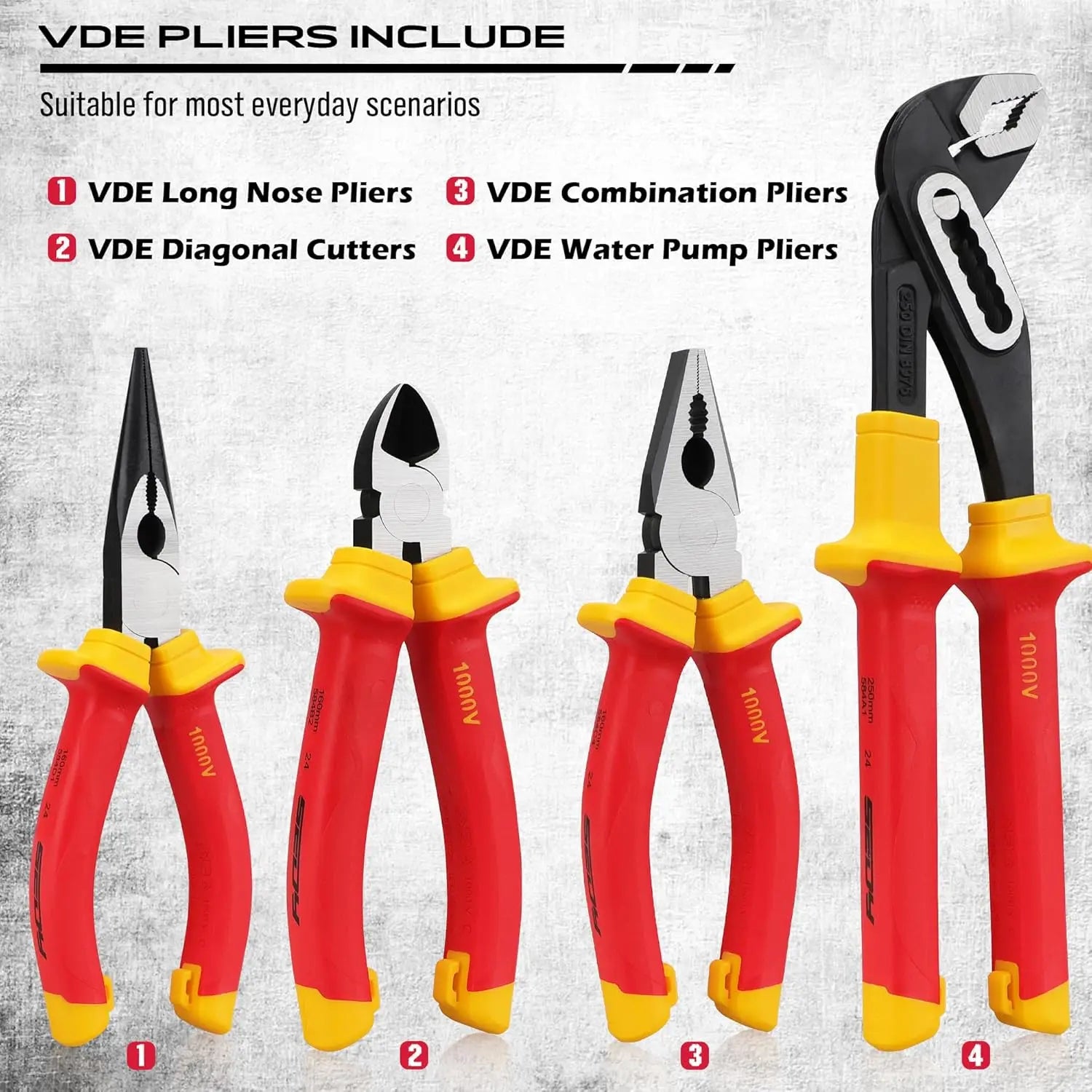 14-Piece Insulated Tool Set, 1000V VDE Certified Screwdrivers & Pliers