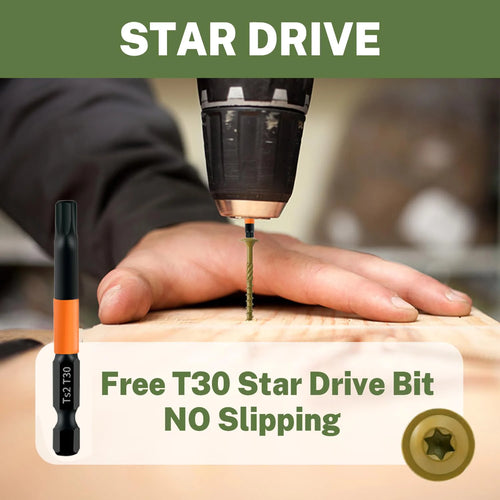 #14x4 Deck Screws, Carbon Steel w/ Protective Coating, Torx Star Drive Bit, Deep Threads