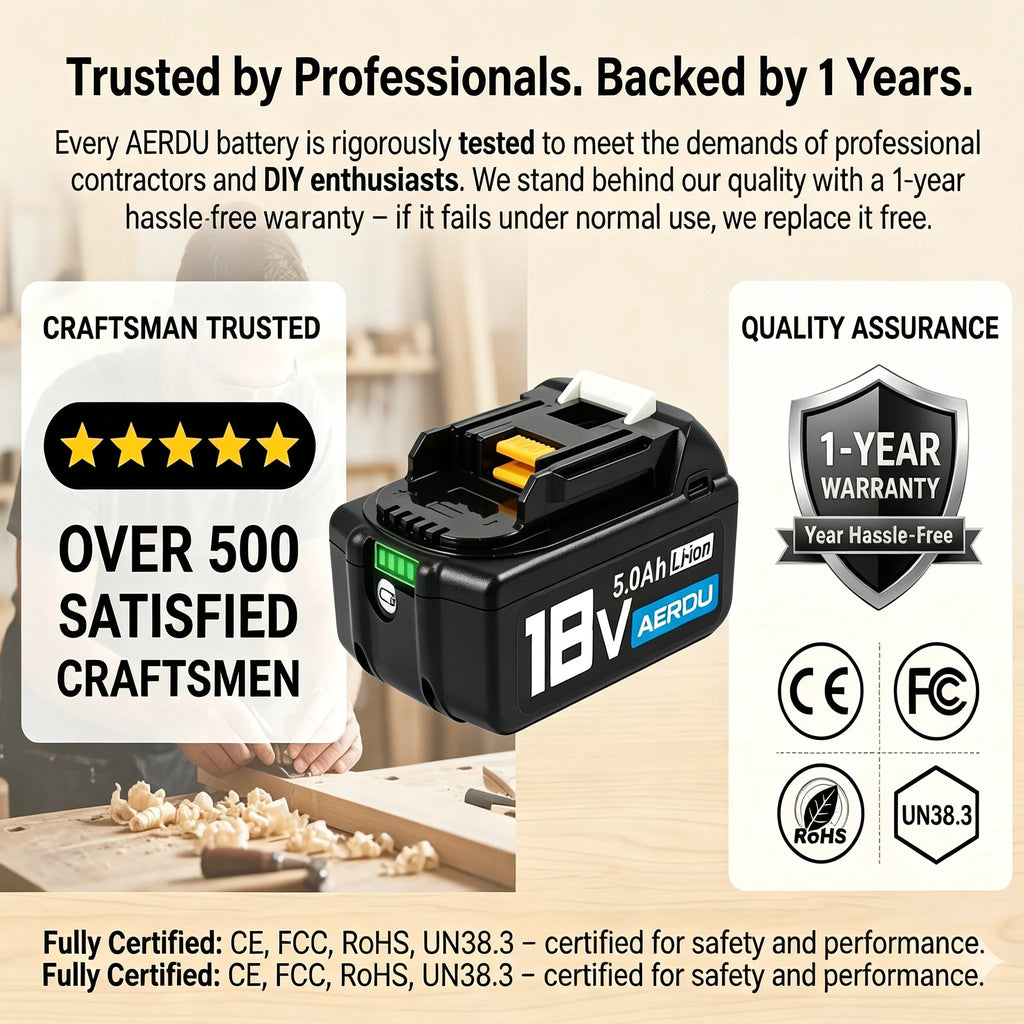 2PCS 5.0Ah Lithium-Ion Battery for Makita 20V MAX Cordless Power Tools USB-C PD64W Bidirectional Fast Charging Compatible