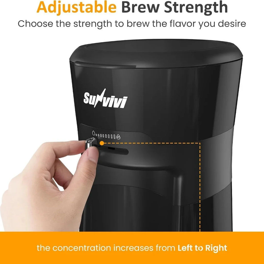 Sunvivi Portable Cold Brew Coffee Maker, Quick Iced Coffee & Tea Machine with Adjustable Concentration, Double Wall Tritan Cup, for Home Office Dorm RV,  Model Number: T6051P583089