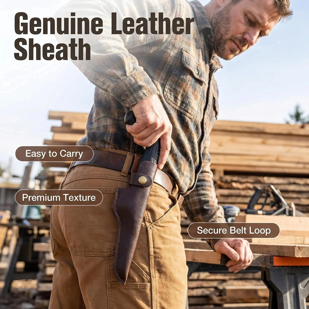Portable Retractable Garden Pruning Saw, SK85 Steel 3-Sided Sharp Teeth Hand Saw with Leather Cover, Anti-Rust Wood Saw for Tree Trimming, Camping & Outdoor Cutting