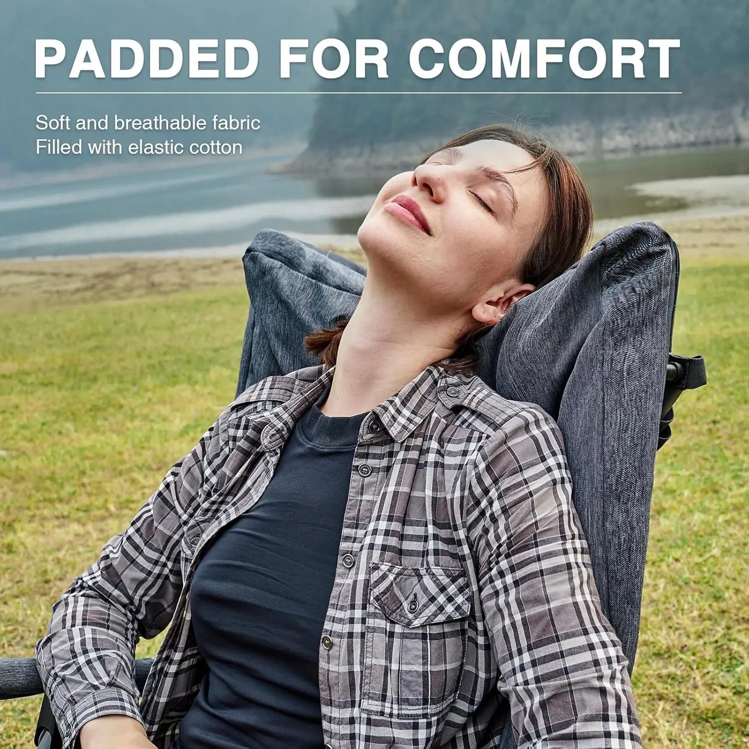 Oversized Folding Rocking Camping Chair, Padded Portable Rocker Chair for Patio, Lawn and Outdoors, Heavy Duty Hard Armchair