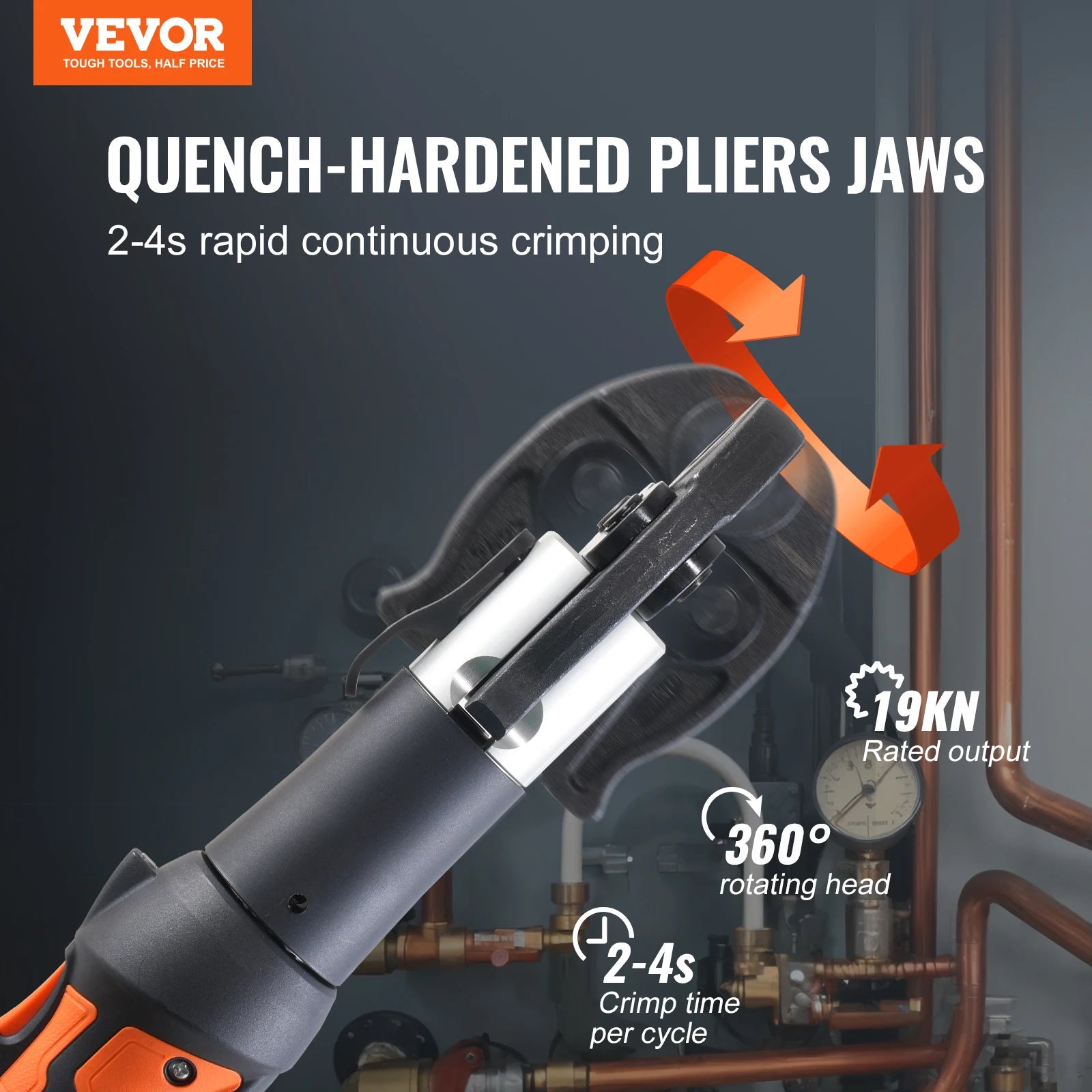 18V Electric Crimping Tool, 1/2" 3/4" 1" Copper Pipes Press Tool Kit w/3 Jaws, 2 Batteries